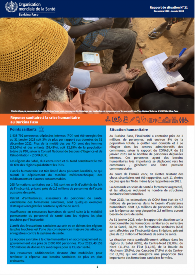 Bulletin n21 réponse sanitaire de l OMS à la crise humanitaire au